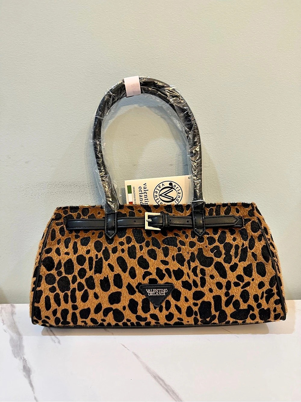 Valentino by Mario Valentino Velocita handbag Cheetah print Brown Black Size One